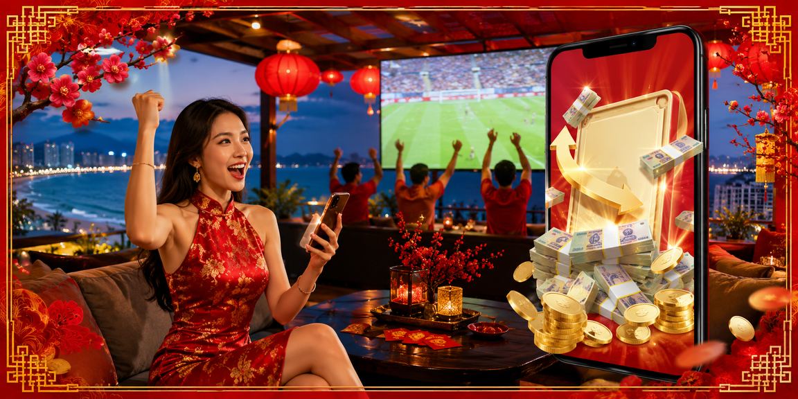Người dùng Đà Nẵng theo dõi kết quả kèo trận đấu và cashback trên điện thoại bên bờ biển